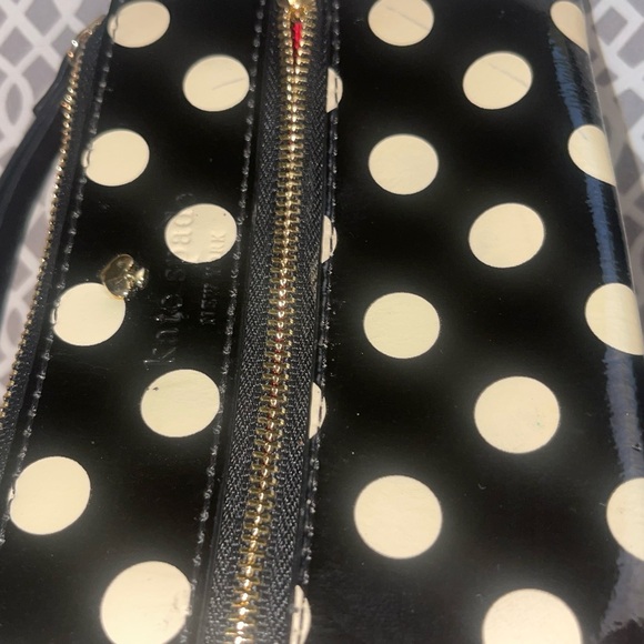 Rare Vintage Kate Spade Wristlet Wallet Staci Polka Dot Black/White 1 Mark GUC - Picture 2 of 9